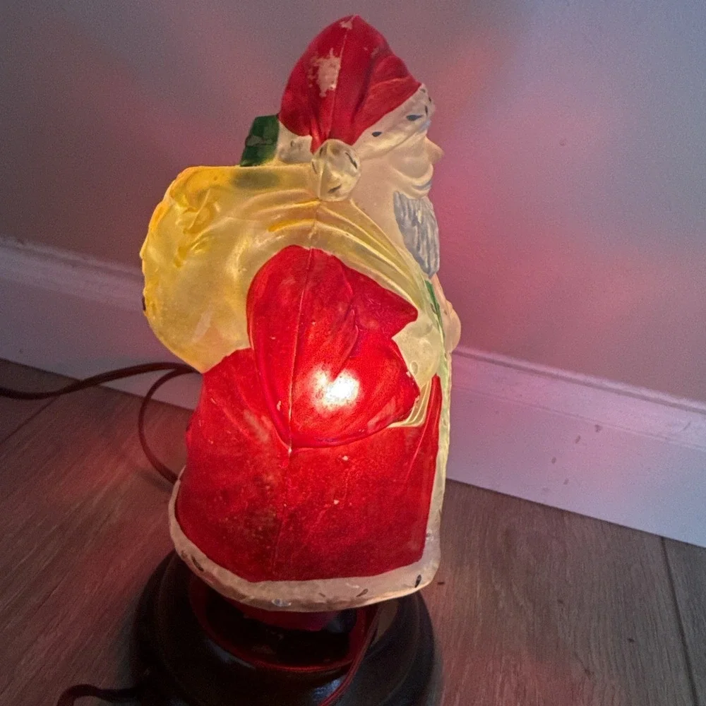 Rare Vintage Christmas Hand Painted Santa Claus Figure Lamp Night Light Must See